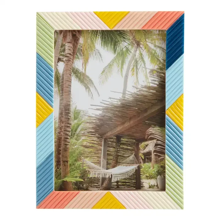 Wood Rainbow Lacquer Chevron Frame