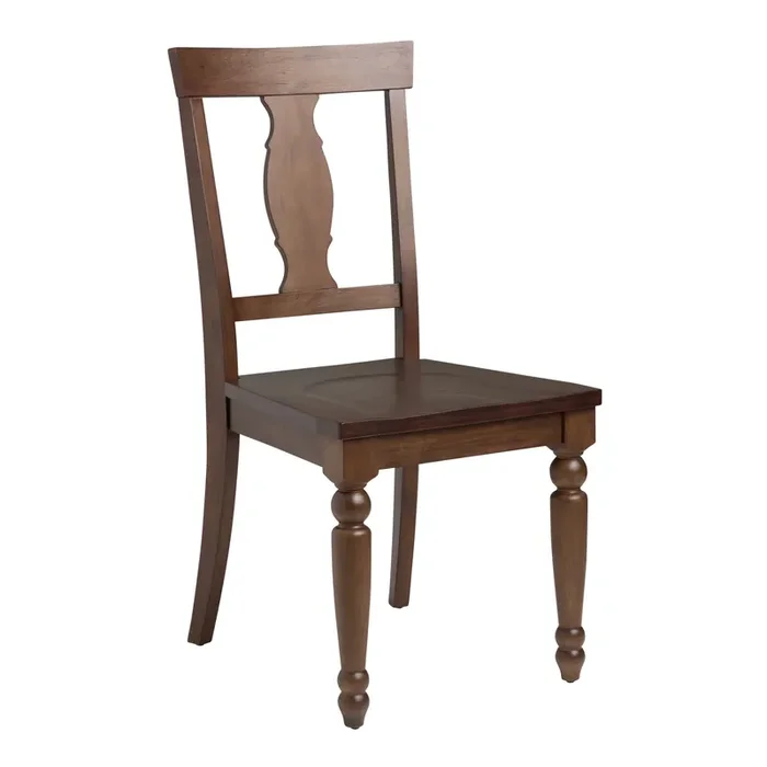 Woodbury Caramel Walnut Splat Back Farmhouse Dining Chair Set of 2