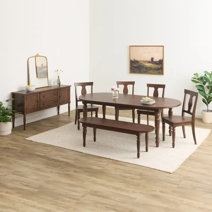 Woodbury Farmhouse 7 Piece Extension Dining Set with Sideboard