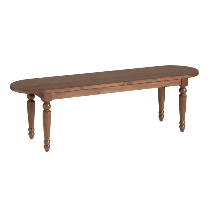 Woodbury Oval Caramel Walnut Farmhouse Dining Bench