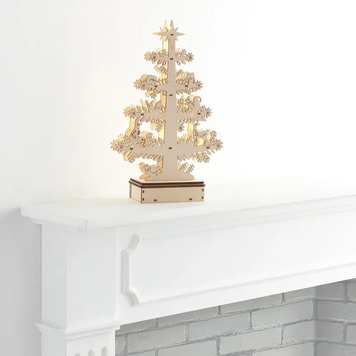 Woodcut Woodland Creature Tree LED Light Up Decor