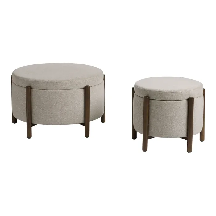 Woodsen Exposed Wood Upholstered Storage Ottoman