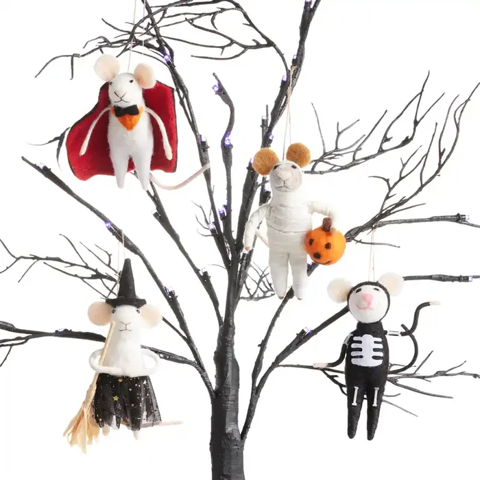 Wool Halloween Mice Decor Set Of 4
