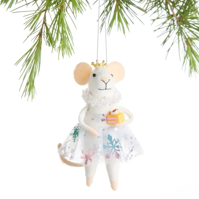 Wool Mouse Queen with Cake Ornament
