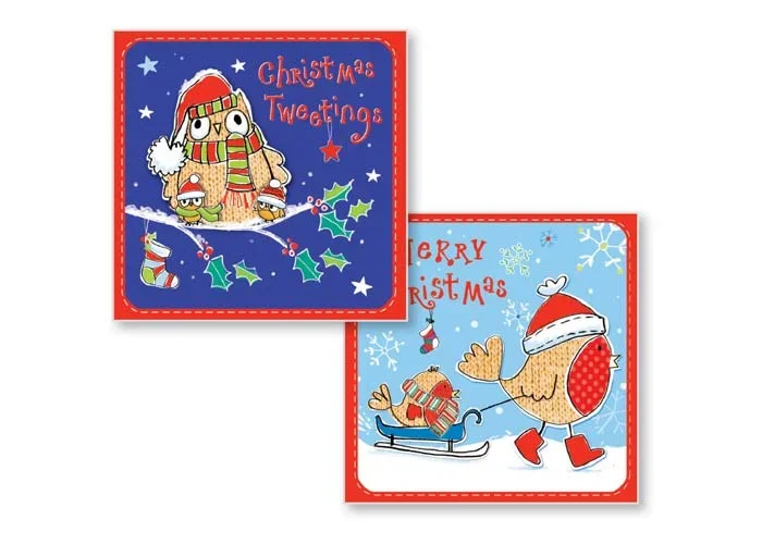 Xmas Robin and Owl Cards 20 pack