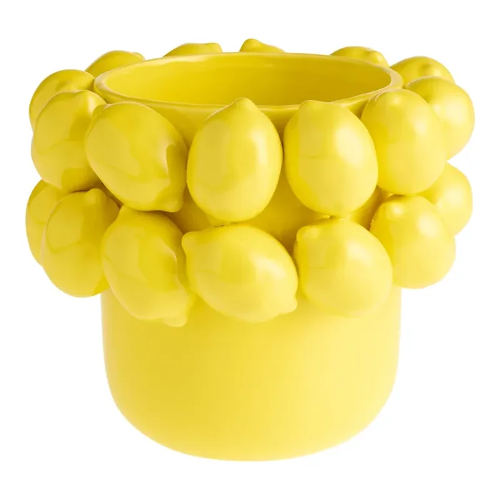 Yellow Ceramic Lemon Rim Planter
