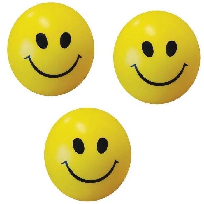 Yellow Return Balls With Smiling Faces Assorted Designs- Case of 24