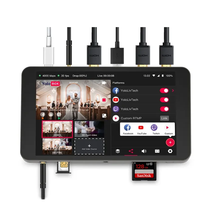YoloLiv YoloBox All-in-One Live Streaming Encoder, Switcher, Monitor, and Recorder (NA Version)