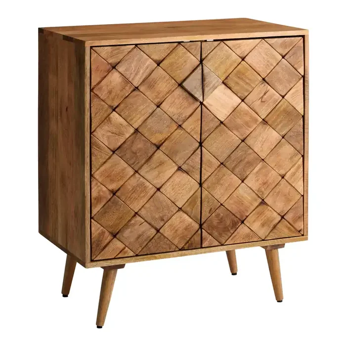 Zahara Tonal Natural Wood Diamond Geo Storage Cabinet
