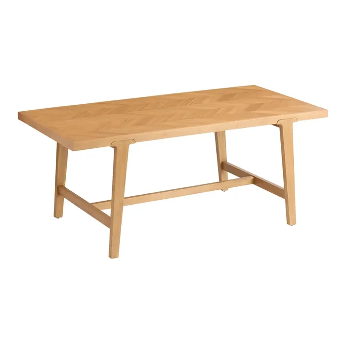 Zane Warm Wheat Wood Herringbone Parquet Dining Table