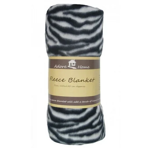 Zebra Skin Print Fleece Throw