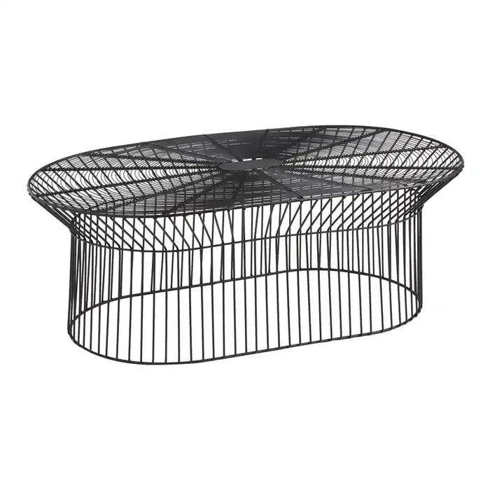 Zeke Oval Black Metal Outdoor Coffee Table