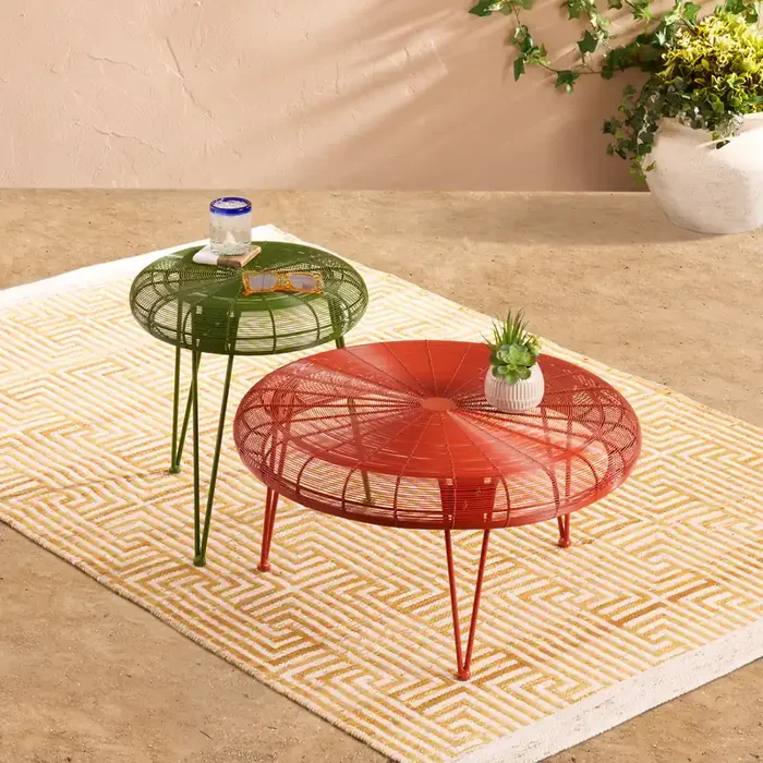 Zenith Round Wire 2 Piece Outdoor Nesting Tables Set