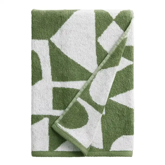 Zia Laurel Green Geo Terry Bath Towel