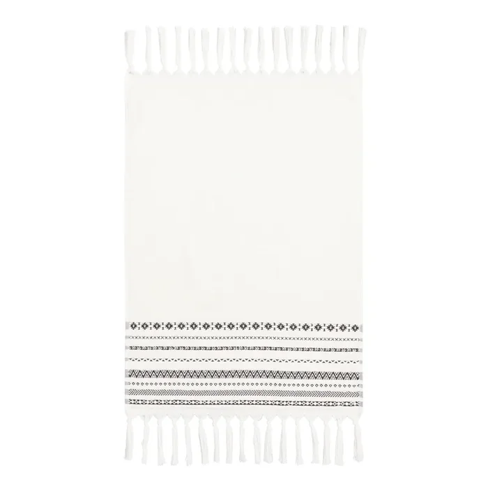 Zohra Ivory And Black Geo Stripe Hand Towel