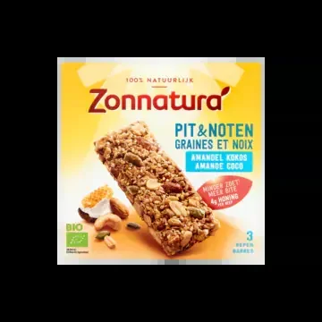Zonnatura Organic seeds and nuts almond and cocos bars